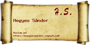 Hegyes Sándor névjegykártya
